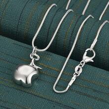 925 Sterling Silver Polished Apple Pendant Necklace, 16-30 Inches, Delicate And Cute Wedding Party Jewelry For Women. - Silver - View 36