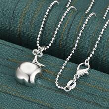 925 Sterling Silver Polished Apple Pendant Necklace, 16-30 Inches, Delicate And Cute Wedding Party Jewelry For Women. - Silver - View 18