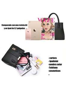Bolso Para Impermeable Elegante Negra Dama Viaje Para Laptop - Negro - Ver 6