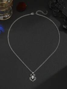 1pc Fashionable European & American Punk Hip-Hop Spider Pendant Necklace, Personalized Gothic Pendant Necklace Suitable For Daily Wear And Parties - Silver - View 4