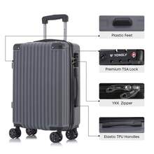 YONSLY Large Suitcase 20/24/28 Inches With YKK Zipper TSA Lock 4 360° Wheels Spinner Mesh Pocket Soft Rubber Handle Travel Suitcase For Short Trips - 深灰色 - 查看 3