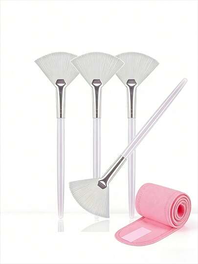 Bộ 5 cọ đắp mặt nạ hình quạt, cán dài, chất liệu silicon mềm mại, thích hợp cho spa và các liệu trình làm đẹp tại nhà.