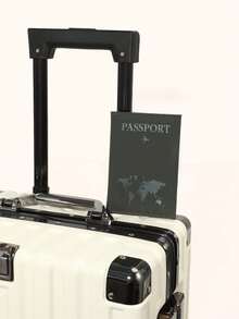 1pc Matte Finish Pu Material Travel Passport Cover With World Map & Letter Print And Fixed Design Passport Holder Passport Case Passport Wallet Passport Bag For Holiday For Vacation Passport Pouch For Flight For Back To School For Men And Women Travel Essentials Travel Accessories - 黑色 - 查看 2