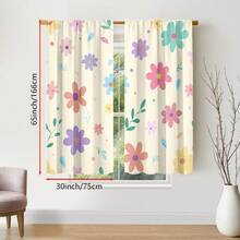 2pcs Pink Floral Curtains, Rod Pocket Design For Privacy Protection, Suitable For Bedroom, Living Room, Dining Room, Balcony, Tea Room, Basement And Other Home Decor. Birthday Gift, Suitable For All Seasons - Multicolor - View 15