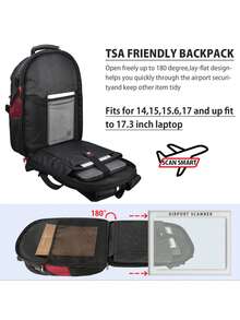 Large Capacity 17.3 Inch Laptop Backpack Anti-Theft TSA Certified Travel Backpack With USB Charging Port Waterproof College Use Gaming Backpack Unisex 17.3 Inch Laptop Bag Black And Red - Multicolor - View 7