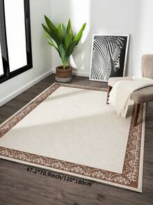 1pc Vintage Pattern Framed Area Rug, Soft Plush Material, Easy Clean, Anti-Slip Bottom, Suitable For Living Room, Bedroom, Bathroom, Kitchen, Dining Room, Office, Holiday Celebration - White - View 18
