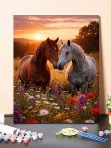 1 Set Lukisan Minyak Digital Bertema Kuda, Karya Seni Buatan Tangan DIY, Cocok untuk Dekorasi Dinding Rumah, dan Hadiah Terbaik untuk Teman. - 40*50cm - View 2