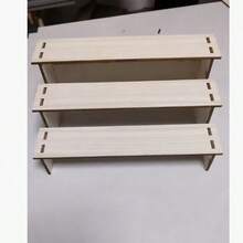 1pc Solid Wood Staircase Jewelry Display Stand, Jewelry Display Table, Jewelry Ornament Display Rack, Live Streaming Booth Storage Rack - Wood Yellow - View 6