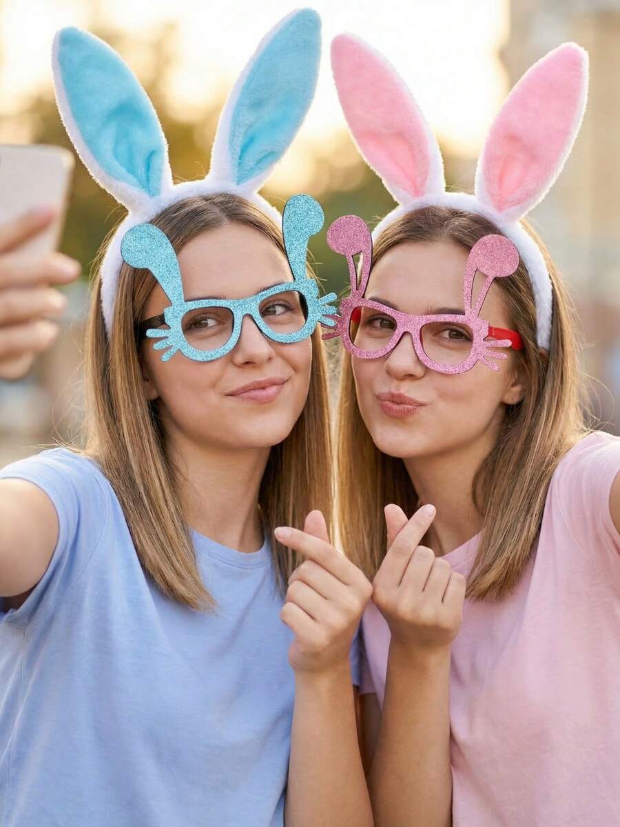 耳饰头箍和眼镜套装，可爱派对拍照道具，成人节日服装配饰 - 彩色 - 查看 1