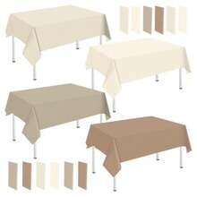 16Pcs Neutral Color Plastic Tablecloth Beige Nude Cream Rectangle Table Cover Waterproof Table Cloth for Wedding Birthday Decoration Supplies 54 x 108 Inch - Color neutro - Ver 8
