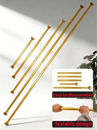 1pc Super Long Stainless Steel Telescopic Rod, Tension Rod, Spring Rod, Support Rod, Suitable For Bathroom Shower Curtain, Window Curtain, RV Partition, Living Room Decor, Bedroom Curtain, Kitchen Curtain, Outdoor Support, Wardrobe Hanging Rod. Stainless Steel Material, No Drilling Required, Used For Curtains, Closets, Vehicles, Wardrobes Etc. Freely Combinable Multi-Size Drying Rack, Balcony Curtain Rod, Bedroom Curtain Rod, Bathroom Extendable Towel Rack.