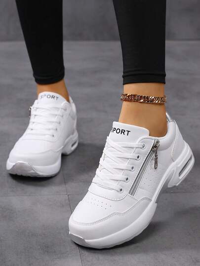  SOSENFER Women's Mesh Casual Running Sneakers Lightweight Walking Shoes With Soft Cushioned Sole, Comfortable Sport Shoes ,Low-Top Lace-Up Design For All-Season Wear, Daily Use Footwear Stylish Athletic Footwear Flexible Footwear