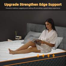 SEBRUANC 25cm Versatile Hybrid Mattress, Suitable For Single/Small Double/Twin/King/Super King Beds, 7-Zone Pocket Spring Core And Memory Foam, Quilted Microfiber Cover, Motion Isolation And Edge Support, CertiPUR-US Certified - 黑與白 - 查看 7