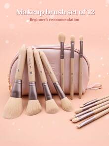 SEPROFE 12pcs Makeup Brush Set, Professional Makeup Tools With Premium Quality, Ultra Soft Fibers Suitable For Face, Eyes, Foundation, Concealer, Eyeshadow, Powder Makeup - Apricot - View 1
