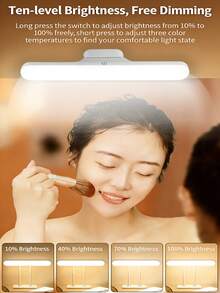 Lumière de placard LED 30cm/11.81 pouces, activée par le toucher, luminosité réglable avec 3 réglages de couleur, barre lumineuse rechargeable USB, éclairage de lit LED, bande pour miroir, cuisine, placard, table de nuit, bureau - lumière tricolore - Voir 8