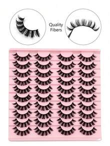 20 Pairs Reusable Fluffy Soft D-Curl Faux Mink Eyelashes - Black - View 3