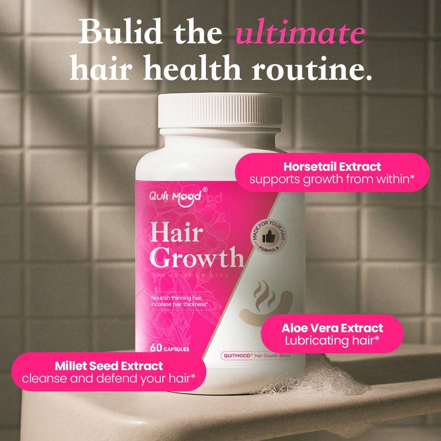 Aumenta el grosor y volumen del cabello, nutre el cuero cabelludo frágil y propenso a dañarse. Rico en diversas vitaminas, beneficioso para la salud del cabello, la piel y las uñas. Apto para hombres y mujeres (60 cápsulas). - 3 botellas - Ver 1