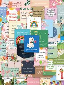 52pcs Inspirational Card Sticker Colorful Creative Decal For Diary Phone Case Scrapbook Guitar Skateboard DIY Decoration Sticker Holiday Party Gift (Not Easy To Fall Off) Stickers Funny Stickers Kindle Scrapbook Supplies Laptop Sticker Scrapbooking - 1 Set - View 13