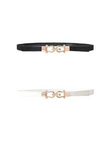 Cinturón elástico con hebilla para mujer, correa delgada de cintura retro adecuada para vestidos y pantalones, para uso diario - Multicolor - Ver 12