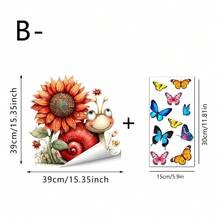 1/3片装玻璃窗贴。可爱小熊、蜗牛、向日葵和花卉图案，搭配彩色蝴蝶，可DIY设计。可移除装饰，适用于客厅、咖啡厅、店铺展示。美观的季节性窗贴。 - 多色 - 查看 16