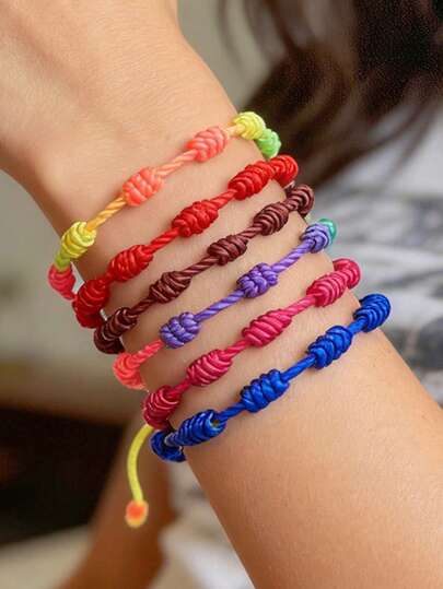 1 Peça Pulseira Feminina Trançada e Anodada de Estilo Boêmio e Minimalista, Colorida, Perfeita para Uso Diário, Presentes, Festas e Encontros. Um Acessório Clássico e Fashion no Estilo Y2K - Uma Pulseira Trançada Colorida que Faz um Ótimo Presente para Amigas, Irmãs ou Mães.