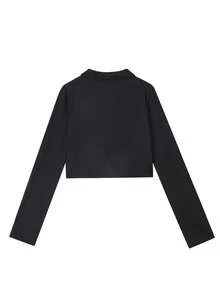 Áo thun crop top thời trang nữ, thích hợp cho mùa xuân. - màu đen - Xem 2