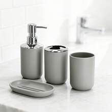 4pcs/6pcs bathroom accessory set, bathroom kit, bamboo lid bathroom toiletries set, including toilet brush, toothbrush holder, mouthwash cup, soap dispenser, soap dish. Bathroom decoration, nid bathroom decoration, can be used as a housewarming \ home vacation gift \Valentine's Day gifts\ birthday gifts. - 直筒衛浴系列 - 查看 25
