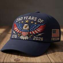Vintage "250th Anniversary 1776-2026" Skull US Flag Embroidered Baseball Cap, Patriotic Dad Hat For Men - 有 - 查看 2