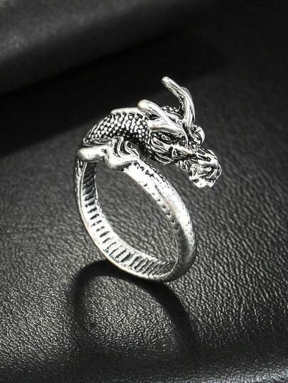 1pc Vintage Stylish Dragon Shaped Metal Ring