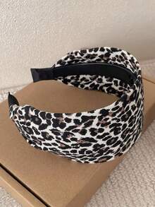 1 Piece Of Women's Fashion Wide-Brimmed Leopard Print Headband, High Top Of The Head, Retro Pressure Hair Wash Headband, Hair Accessory, Headwear - Multicolor - View 12