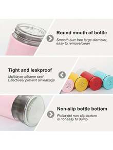 2pcs/Set Salt And Pepper Shaker Set, With Transparent Glass Bottom Salt Shaker, 5oz Salt And Pepper Set For Cooking, Tabletop, Camping, Barbecue, Black And White Kitchen Decor And Accessories - Multicolor - View 3