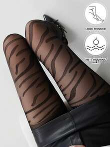 薄款斑马纹连裤袜，防勾丝长筒袜，性感显瘦，春夏款 - 彩色 - 查看 3