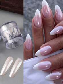 Polvo de uñas blanco lunar, pigmento de arte de uñas con efecto de espejo holográfico con paleta esponja - Blanco - Ver 2