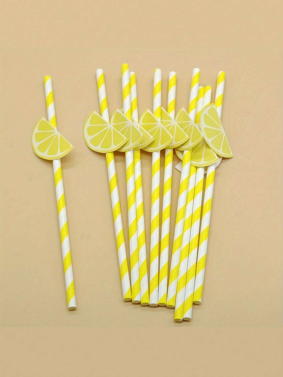 10/5 pièces Pailles en papier décorées de fruits, pailles créatives, pailles à boissons - conviennent pour les fêtes, les bars, la décoration de mariage, un choix parfait pour les anniversaires, les mariages et les célébrations