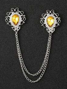 1 pieza Broche de cruz vintage con cadena de borlas, alfiler de solapa para camisa de hombre, accesorio de estilo británico - gotitas de agua - Ver 17