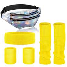Bộ 6 món phong cách thập niên 80 gồm tất giữ ấm chân màu neon, túi đeo hông hologram, băng đô và băng cổ tay, thích hợp cho yoga, chạy bộ, leo núi, dạ hội, Halloween và trang phục mùa hè. - Nhiều màu - Xem 21