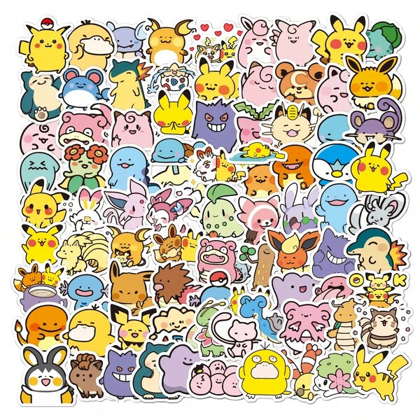 pokemon 100pcs New Q-Version Cartoon Cute Elf Graffiti Stickers DIY Decorative Stickers
