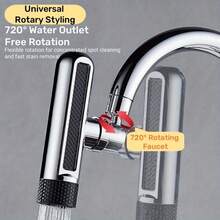 6 模式 720° 旋转厨房水龙头延长器，金属和塑料材质，可调节喷头，适用于现代水槽，提供多种水流模式 - A - 查看 11
