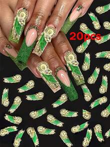 5/10/20PCS Golden 3D Saint Jude Thaddeus Nail Charms - Hypoallergenic Acrylic Rhinestones & Gems For Nail Art, Vibrant Green & Golden Religious Nail Decorations, Durable Nail Jewelry For Sensitive Light Beige, Nail Art Charms, Skinfriendly Beauty Product Nails - Multicolor - View 6