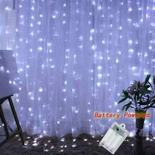 1 bộ đèn dây LED chạy bằng pin, trang trí rèm cửa trong nhà, trang trí cửa sổ nhà, trang trí phông nền tiệc ngày lễ. - Đèn rèm hộp pin - Xem 22