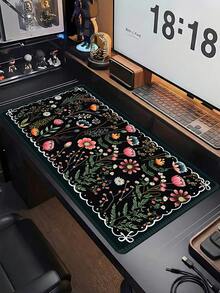 Extra Large Gaming Mouse Pad, XL Size Keyboard Mouse Mat With Stitched Edges, Durable Non-Slip Rubber Base, Suitable For Home Office Work Floral And Plant Designs - View 3