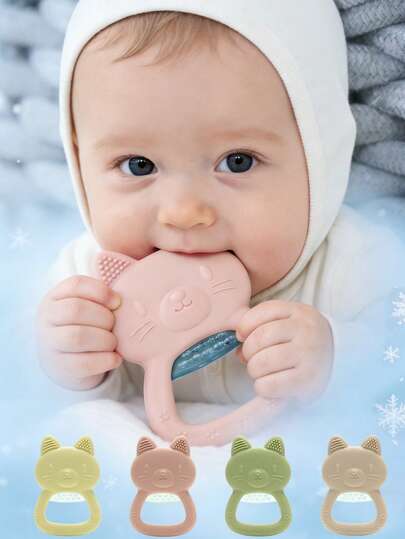 1pc Baby Water-Filled Silicone Teether Toys Cute Cat Bear Shape Teething Toy For Infants Refrigeratable Water Freezer Teether With Textured Surface Easy Grip Teething Relief For Babies