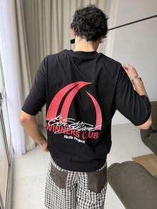 INFLATION 男士新款时尚嘻哈字母印花T恤 - 黑色 - 查看 1