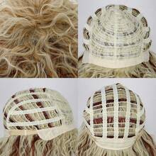 狂野朋克摇滚假发，金色卷发搭配红色挑染——80年代流行金属风格，适合音乐节、狂欢节和化装舞会——耐热合成纤维 - 彩色 - 查看 9