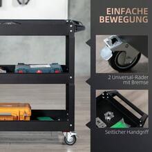 Steel Workshop Trolley With 3 Shelves On Casters With Handle - Max. Load 150 Kg - 83 X 35.3 X 76 Cm Black - 查看 5