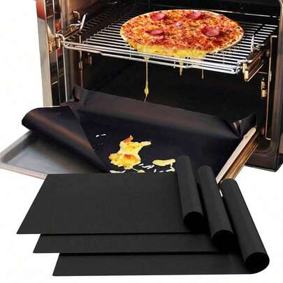 5/2/1pcs Oven Liners/BBQ Mats. 15.7in/12.99in. Thick, Heat-Resistant, Non-Stick, Anti-Spill, Easy To Clean. Suitable For Cooking, Baking, Outdoor Grilling. Oven Liners, Gas Stove Bottom Protectors/BBQ Mats. Oven Mats, BBQ Mats, Oven And Microwave Liners, Cooking Mats, Kitchen Tools, Baking Accessories