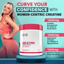 Creatine For Women – 5000mg Micronized Creatine Monohydrate With 2000mg Collagen + 1g BCAA 2:1:1 |   Muscle Recovery, Strength & Glute Support |   No Fillers, Natural Lemonade Flavor, Made In USA - 3 Bottles - 查看 4
