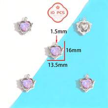 10/20pcs Random Pink Y2K Style Butterfly, Sun, Moon Enamel Pendant For DIY Necklace, Bracelet And Jewelry Making - Pink - View 14