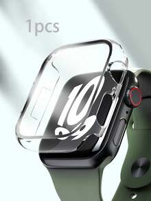 1pc Transparent Case Film, Integrated PC + Tempered Glass Membrane Compatible With Apple 7/6/5 Series, Transparent All-In-One Watch Protective Case, 40/44/45MM - Clear - View 4