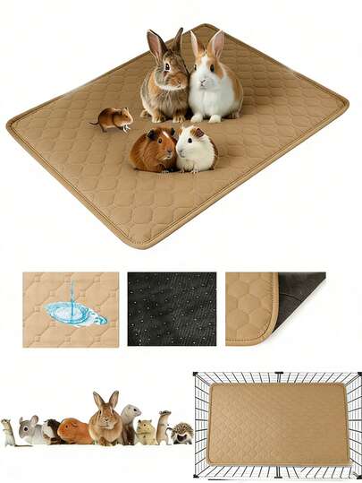 1片/2片装可水洗防滑吸水速干仓鼠/兔子尿垫，可重复使用宠物尿垫，适合小型宠物四季使用